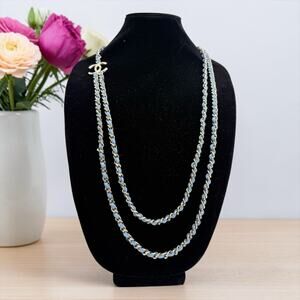 Chanel Denim & Gold Long Necklace